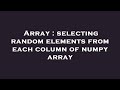 Array : selecting random elements from each column of numpy array