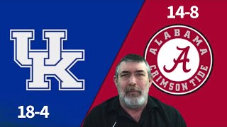 Kentucky Wildcats at Alabama Crimson College Basketball Free Play and Prediction #johnnyhahnwins