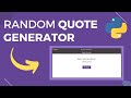 Build a Random Quote Generator | Python & Tkinter Tutorial