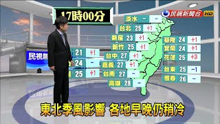 2019/10/22 東北季風影響 各地早晚仍稍冷－民視新聞