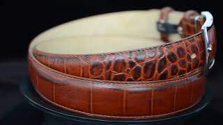 Pasquale Cutarelli Mens Crocodile Pattern Italian Leather Belt.