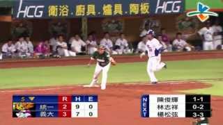 20130526 CPBL 獅 vs 犀牛 五下 統一 陳鏞基 策動雙殺 NICE PLAY (vs MANNY)