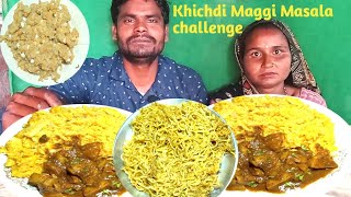 Khichdi Maggi Masala + doodh ka khoya ! Maggi eating Village style ! Umesh eating show!!