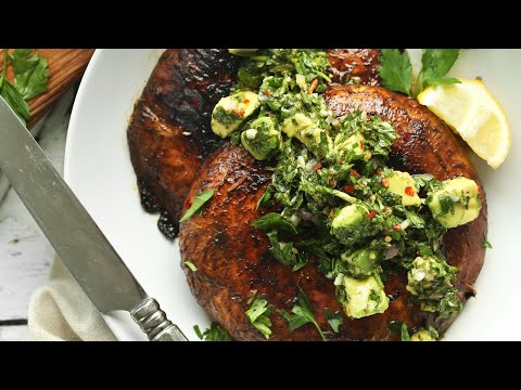 Portobello Steaks with Avocado Chimichurri | Minimalist Baker