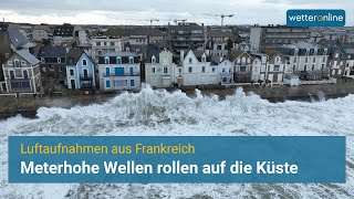 Orkantief CIARAN: Hohe Wellen rollen auf die Küste von Frankreich