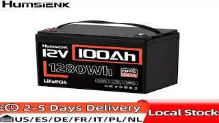 Humsienk 12V 100Ah LiFePO4 Battery Built-in 100A BMS Rechargeable Low-Temp Protection Lithium Iron P