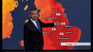 BBC 42° Record Temperature Weather Forecast for 18/7/22