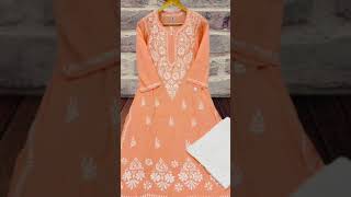 Lucknow Chikankari Hand Work Modal Kurti And Cotton Computer Work Pilazo#lucknowi #chikankari#modal