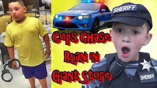 POLICE CHASE RYAN IN GIANT STORE - DEPUTY JAKE SEARCHES FOR SNEAKY KID