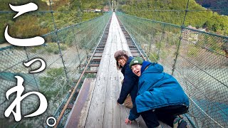 The Scariest Suspension Bridge in Japan | Unexplored hot springs | Nara Prefecture