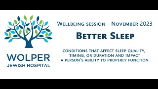 Wolper Wellbeing webinar on Better Sleep