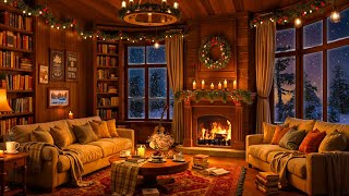 Jazz Relaxing Music and Crackling Fireplace in Cozy Winter Cabin Ambience ❄️ Smooth Jazz to Unwind