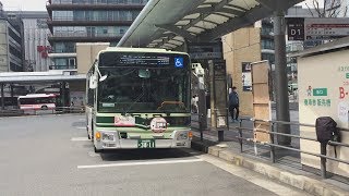 洛バス100系統 三菱新型エアロスター 祇園・銀閣寺行き 京都駅前発車