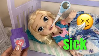 Elsa and Anna toddlers SICK day Routine Elsa has a Cold