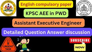 KPSC English Compulsory paper | Assistant Executive Engineer | AEE | Public works department (PWD)