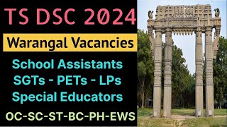 TS DSC 2024 Warangal District Vacancies School Assistants, SGT, PET, LP Category wise OC/SC/ST/BC