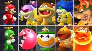 New Super Mario Bros Wii + U - All Bosses (2 Player)
