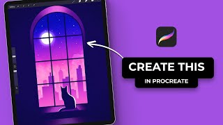 How To Draw A Silhouette Window Scene In Procreate 🥳 (Easy Beginner Tutorial) #shorts