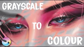 Grayscale To Colour Beginner Guides 101 - 'Alluring Gaze' PARK JIMIN Krita Painting