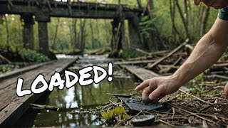 This Swamp Is LOADED / Magnet Fishing Off An Old Bridge..