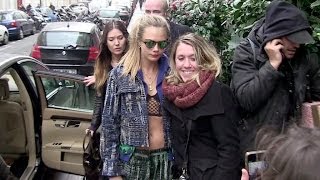 Cara Delevingne hopping from one hotel to an other in Paris