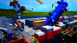UNSTOPPABLE TRAIN EXPLOSIVE CRASHES vs Lego City Vehicles!  - Brick Rigs Workshop Creations Gameplay