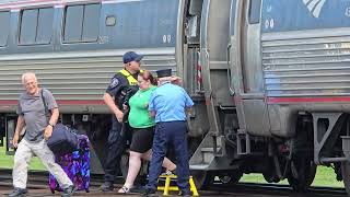 Amtrak #107 leads the westbound Pennsylvanian at Lewistown, PA (06/13/2024)