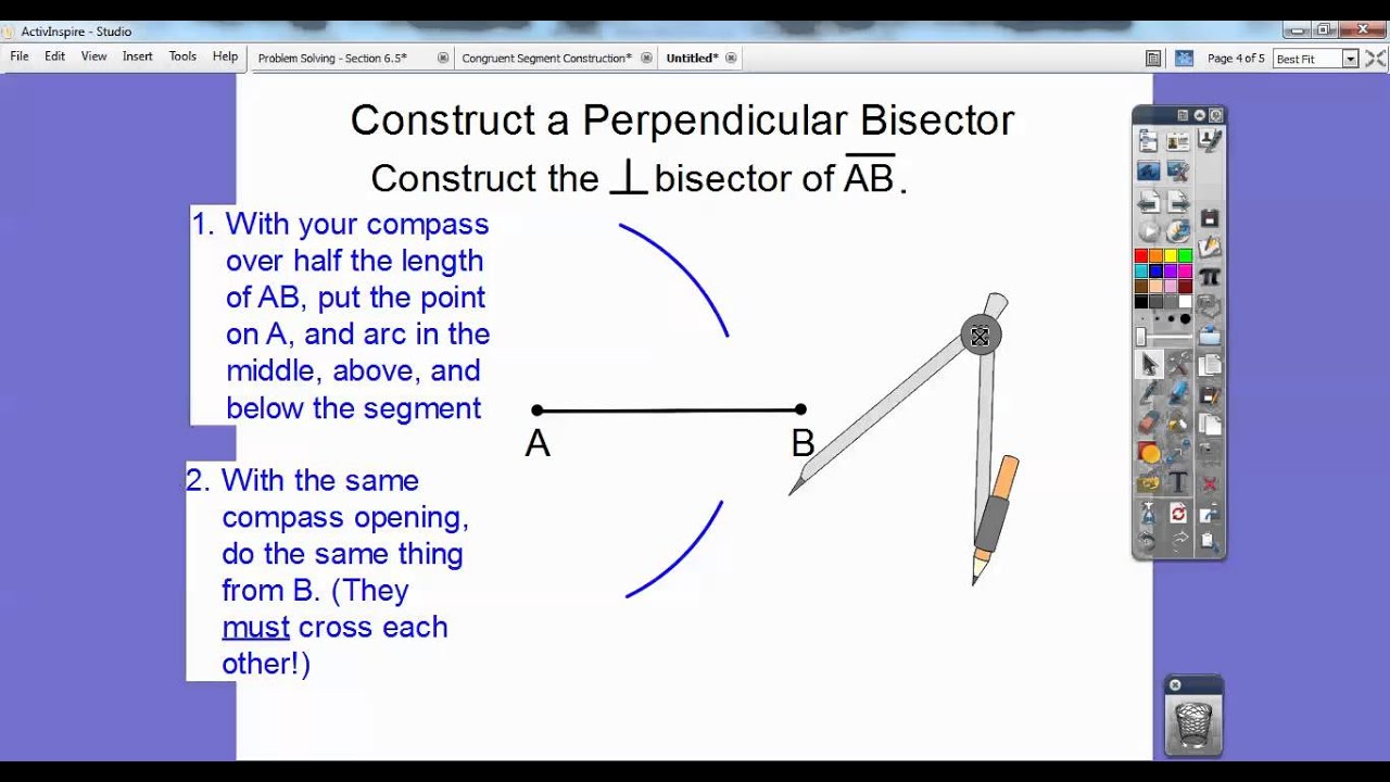 Perpendicular Bisector Construction Youtube