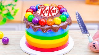 Yummy Miniature Rainbow KITKAT Cake🌈Beautiful Miniature Buttercream Rainbow Cake Decorating