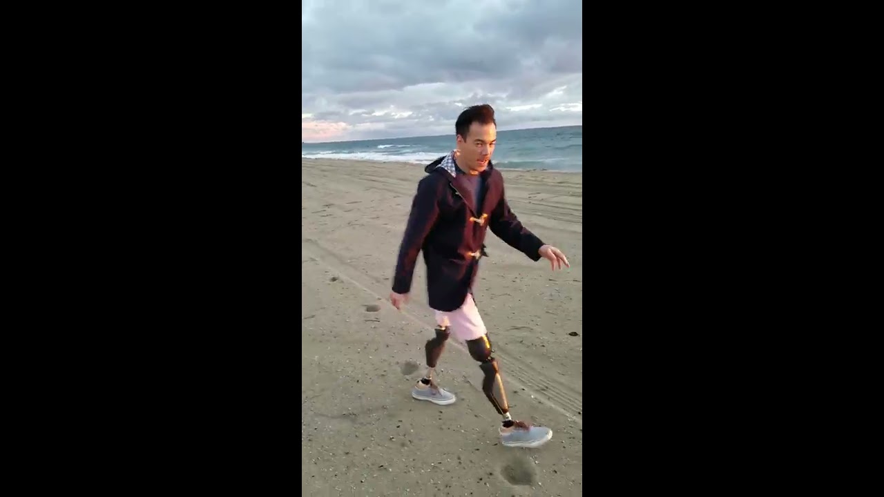 Bilateral Above Knee Amputee Walking On Sand - YouTube