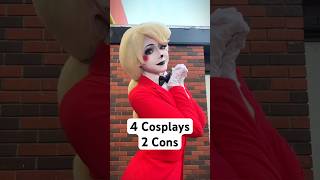 4 COSPLAYS 2 CONS 2 COUNTRIES ~ Which one is your fav? #cosplay #makeuptransformation #hazbinhotel