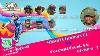 2022-23 SFPL T30 Division 1 League Miami Chargers CC VS Coconut Creek CC D10232022 #cricket