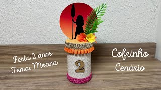 Fazendo Personalizado de Luxo da festa da Luiza, tema Moana - Cofrinho com Cenário - passo a passo