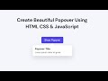 Create Beautiful Popover Using HTML CSS & JavaScript | No Library | Beginner Friendly