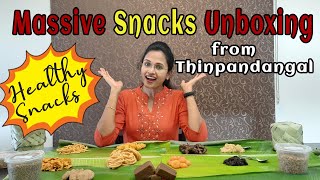 தின்பண்டங்கள் சுவையான தரமான நொறுக்கு  தீனி | Massive snacks unboxing from thinpandangal | Tamil