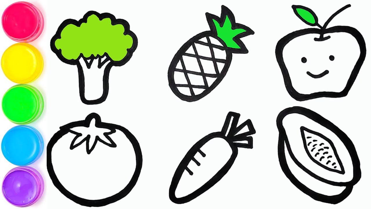 SUPER EASY DRAWING, How To Draw Fruits And Vegetables Easy For ...