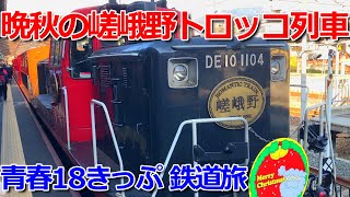 [晩秋の嵐山]嵯峨野トロッコ列車に乗る【青春18きっぷ　大阪から京都へ】九州から東京へ普通列車の鉄道旅No.4