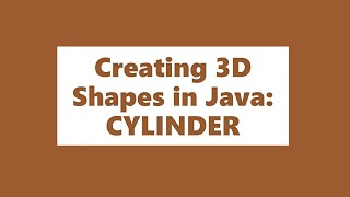 3D Shapes in Java: