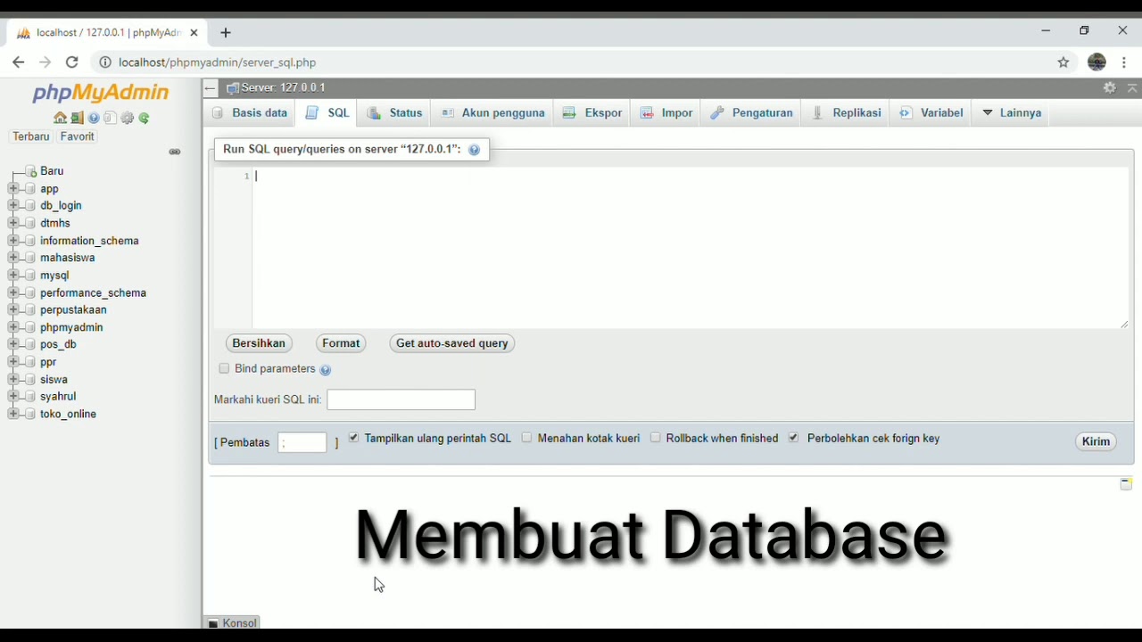 Cara Membuat Database Dan Mengaktifkan Database - YouTube