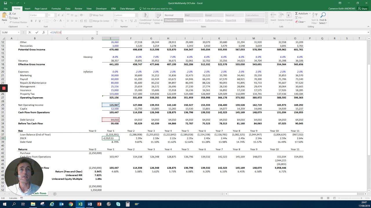 Excel Modeling Quick Multifamily Dcf Youtube