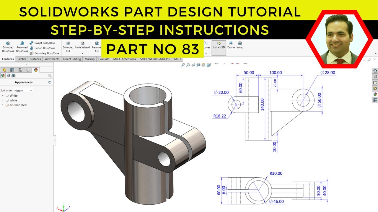 Solidworks Tutorial 83 Part Design Exercise Youtube Solidworks Tutorial 83 Part Design Exercise Youtube