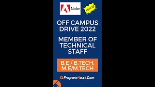 Adobe Systems Off Campus Drive 2022 | Member of Technical Staff | IT Job | Engineering Job