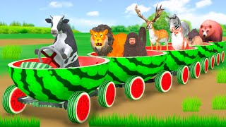 गाय तरबूज ट्रेन Cow Watermelon Train Ride in Forest - Hindi Kahaniya - हिंदी कहनिया - Hindi Stories