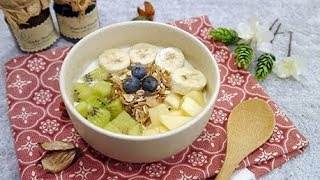 簡單早餐【水果優格Farro燕麥片】Fruit yogurt breakfast Farro— 高纖、高蛋白、低膽固醇