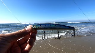 SAN DIEGO SURF FISHING FOR HALIBUT [LUCKY CRAFT]