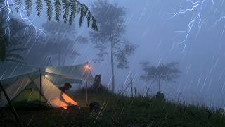 Solo Camping Ditengah Hujan Lebat dan Kilat yang Menenangkan - ASMR RAIN camping