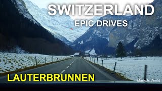 Switzerland Epic Drives 🇨🇭 נהיגה באזור הכפרי של שוויץ - לאוטרברונן בחורף