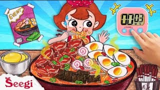 ASMR Giant Samyang Spicy Noodle challenge animation | stop motion paper | fashionangela737