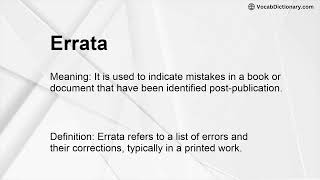 Errata Meaning