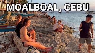 Moalboal Cebu, Philippines | Walk Tour at Panagsama Beach - Nightlife Spot \u0026 Famous for Sardine Run!